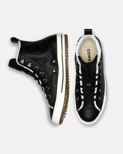 Chuck Taylor All Star Street Warmer High Top Black/Egret/Gum, Detail Angle View