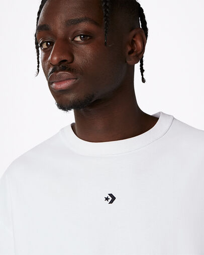 Crossover Crew Neck Short Sleeve T-Shirt White