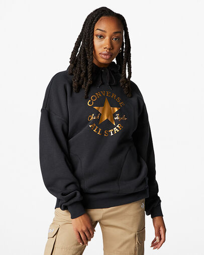 Sudadera con capucha con parche Chuck Taylor Negro, Front View
