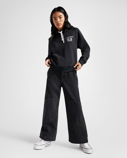 Retro Chuck Taylor Mock Neck Pullover Negro Converse, Back View