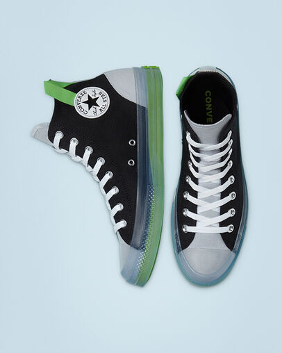 Chuck Taylor All Star CX Dramatic Nights Black/Gravel/Bold Wasabi, Top and Side View