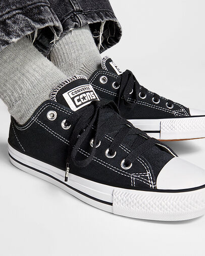 CONS Chuck Taylor All Star Pro Suede Black/Black/White, Reflective View