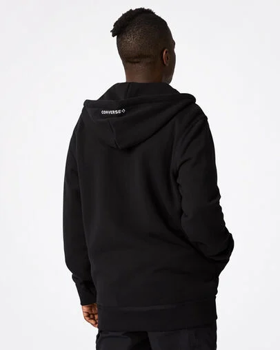 Sudadera con capucha con cremallera completa Utility Fleece Negro Converse, Back View