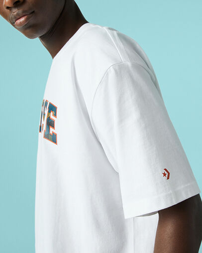 Oversized Collegiate Tee White, Back View