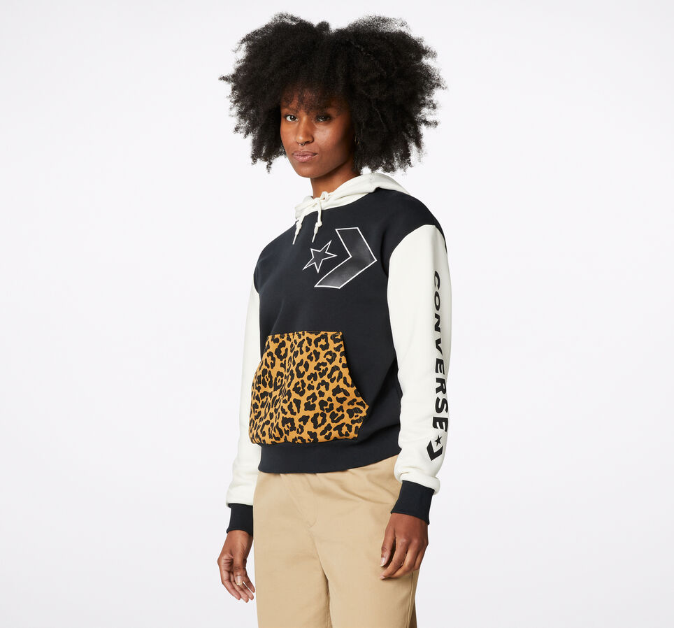 Heritage Leopard Print Pullover Hoodie Egret Multi