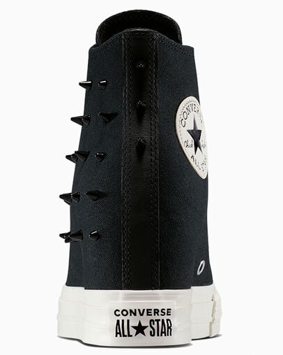 Chuck Taylor All Star Wedge Platform Spikes Black/Egret/Brown, Detail Angle View