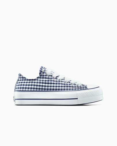 Chuck Taylor All Star Lift Platform Gingham Obsidian/White/Vintage White, Outer Side View