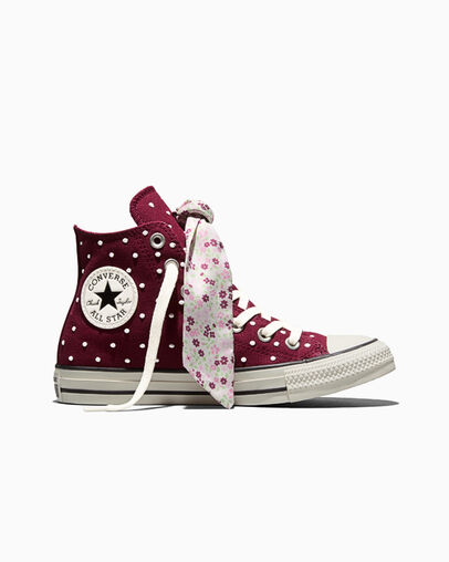 Chuck Taylor All Star Scarf Bow Deep Bordeaux/Egret/New Found Bloom Pink, Outer Side View