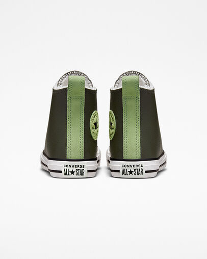 Chuck Taylor All Star Lined Leather Utility Green/Aloe Green, Heel View