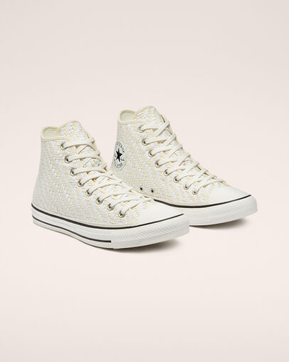 Chuck Taylor All Star Tonal Weaving White/Black/Black, Angled View