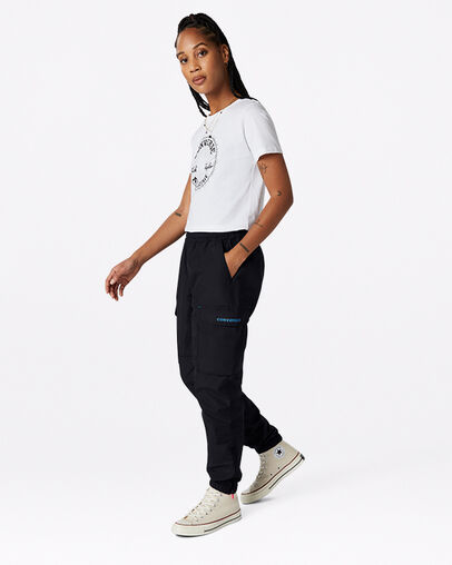 Woven Cargo Jogger Converse Black, Full Body View
