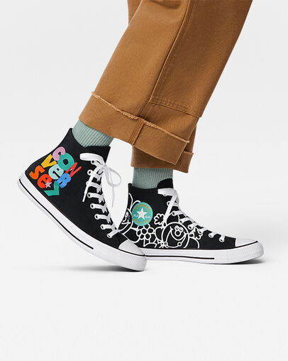 Chuck Taylor All Star Floral Black/White/Light Dew, On Foot Shot 1