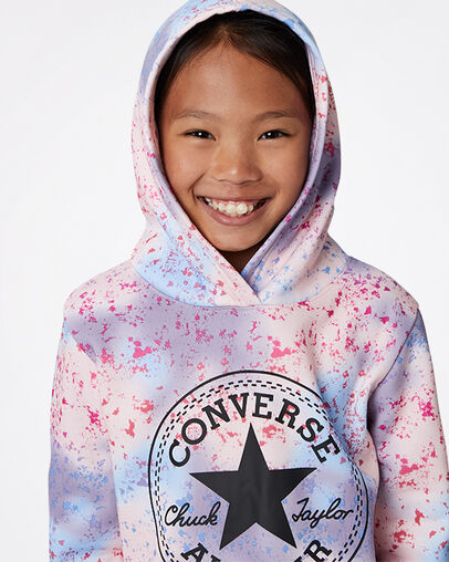 Korte hoodie met print over het gehele oppervlak Storm Pink