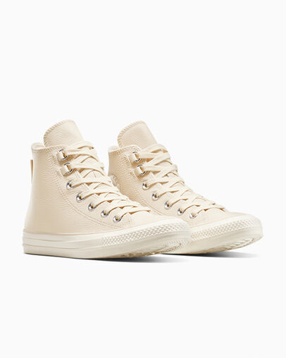 Chuck Taylor All Star Leather Light Dune/Egret/Light Dune, Top and Side View