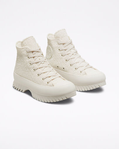 Chuck Taylor All Star Lugged 2.0 Jacquard Egret/Egret/Black, Angled View