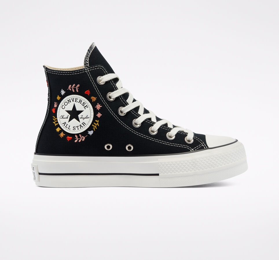 It's Okay To Wander Platform Chuck Taylor All Star Zwart/Vintage White/Multi