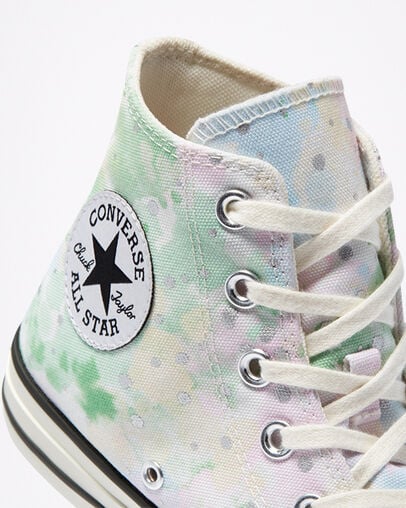 Chuck Taylor All Star Washed Florals Egret/Spring Green/Black, Detail Angle View