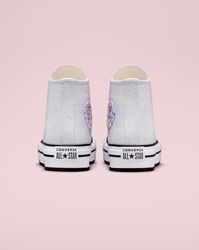 Chuck Taylor All Star Lift Platform Glitter White/Silver/Natural Ivory, Heel View