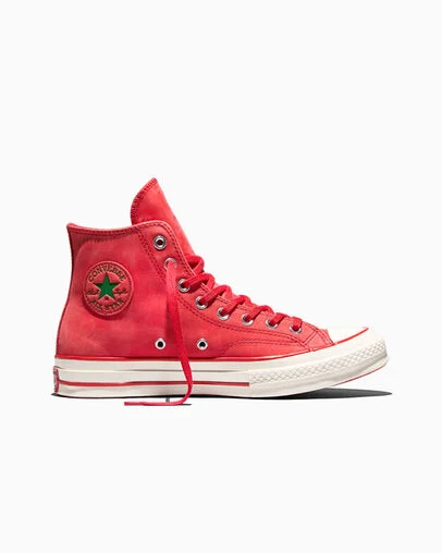 Chuck 70 Nubuck Leather University Red/Green/Egret, Outer Side View