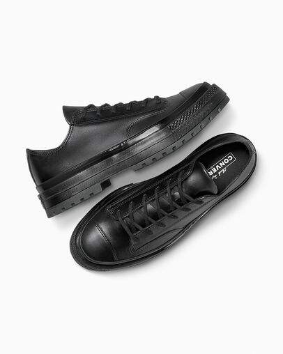 Chuck 70 National Leather Black/Black/Black, Angled View
