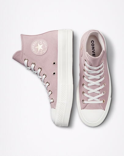 Chuck Taylor All Star Lift Platform Earthy Neutrals Mauve pierre/Aigrette/Aigrette, Top and Side View