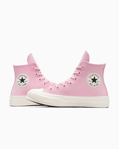 Chuck 70 Colorful Suede Tongue Tied/Egret/Lotus Pink, Detail Angle View