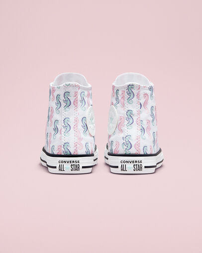 Chuck Taylor All Star Seahorses White/Storm Pink/Light Dew, Heel View