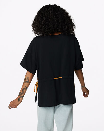 Cinch Tie Short Sleeve T-Shirt Converse Black, Back View