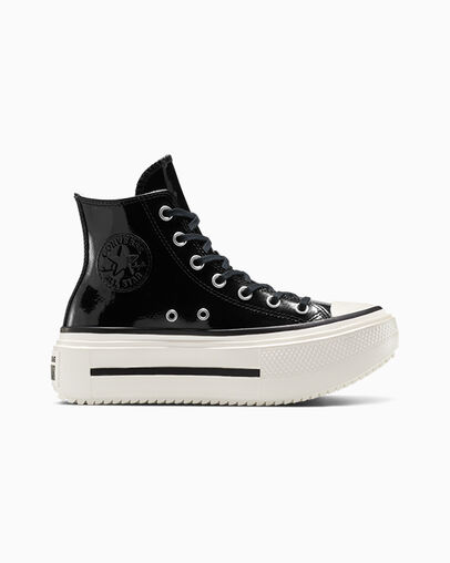 Chuck Taylor All Star Lift Double Stack Platform Patent Leather Black/Egret/Black, Outer Side View