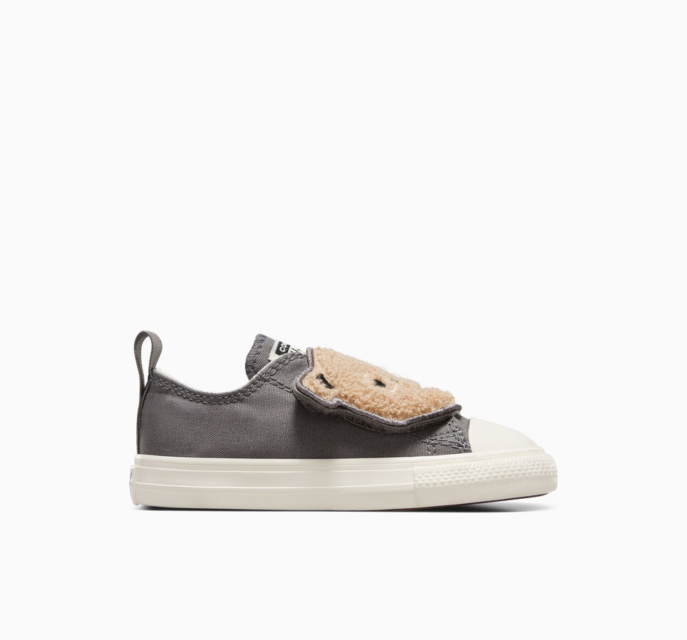 Chuck Taylor All Star One Strap Sherpa Bear Easy-On Gris requin/Marron chaud/&Eacute;cru