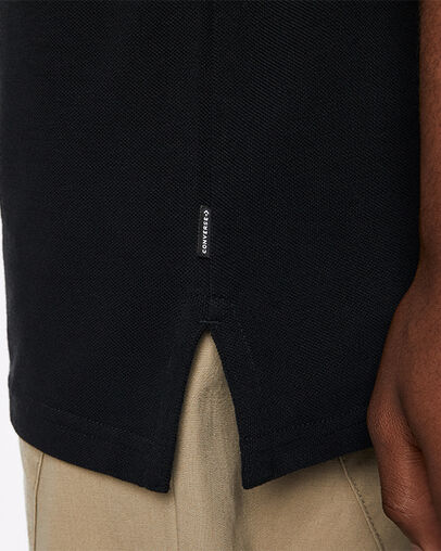 Polo Pique Negro Converse, Detail View