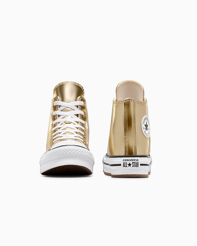 Chuck Taylor All Star EVA Lift Platform Metallic Metallic Light Gold/White, Heel View