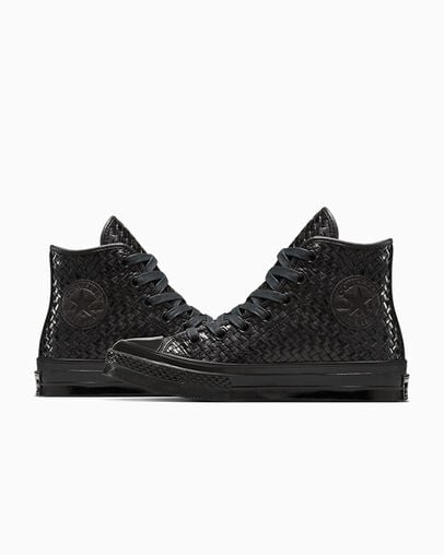 Chuck 70 Woven Leather Black/Black/Black, Detail Angle View
