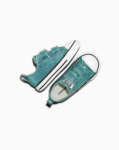 Chuck Taylor All Star Easy-On Glitter Aqua Mirage/White/Black, Angled View