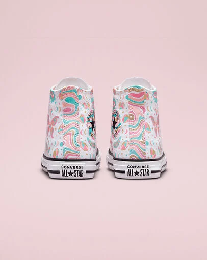 Chuck Taylor All Star Mystic Gems Blanc/Rose/Corail blanchi, Heel View