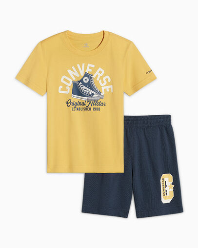 Retro Remix T-Shirt and Shorts Set Converse Navy, Front View