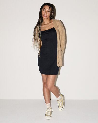 Chuck Taylor All Star Sparkle Last Straw/Egret/Black, On Foot Shot 1