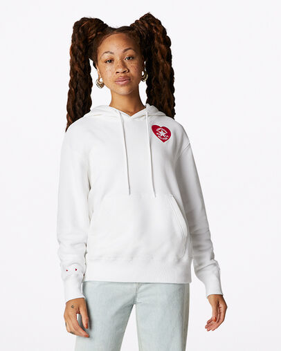 Hoodie c&oelig;urs Saint-Valentin Blanc, Front View