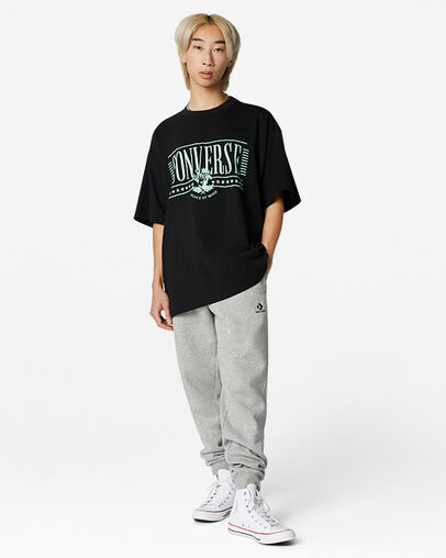 Converse College Graphic T-Shirt Black, Full Body View