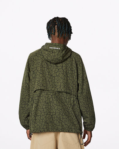 Anorak Court Ready Oversized All-Over Print Caqui cargo agrietado, Back View