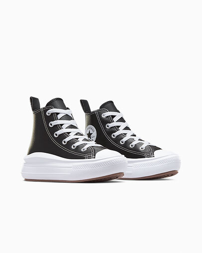 Chuck Taylor All Star Move Platform Leather Nero/Nero/Bianco, Top and Side View