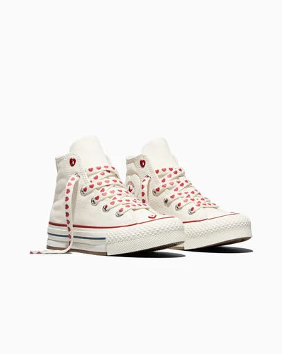 Chuck Taylor All Star Lift Platform Valentine's Day Vintage White/Vintage White, Top and Side View