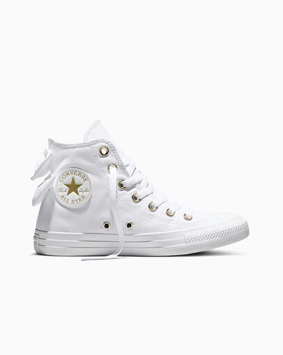 Chuck Taylor All Star Satin Bows White/White/Light Gold, Outer Side View