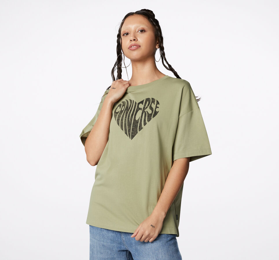 Heart Reverse Print Tee Black Street Sage