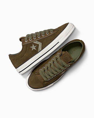 Converse Star Player 76 Suede Low-Top Shoe In Green, Size 10 - A17640C