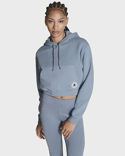 Chuck Taylor All Star Cropped Hoodie Yeti Breath Blue, Front View