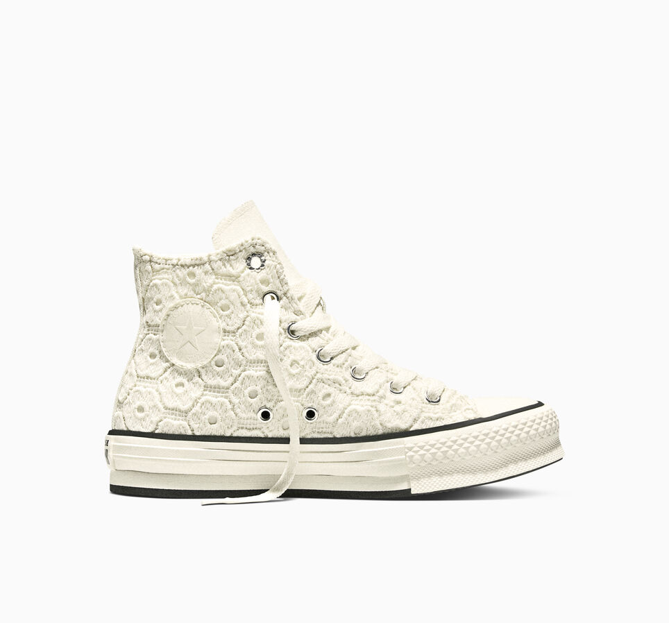 Chuck Taylor All Star EVA Lift Platform Floral Crochet Egret/Black/Egret