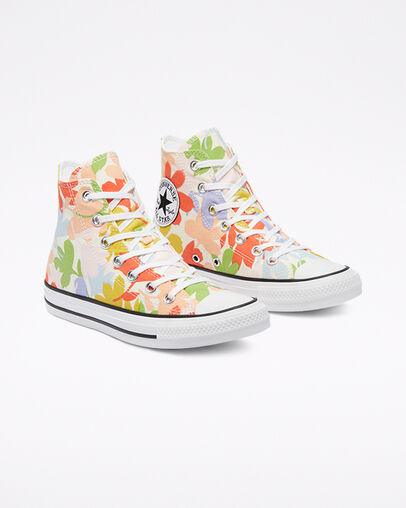 Chuck Taylor All Star Floral Egret/Black/White, Angled View