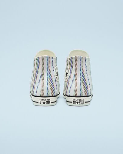 Chuck Taylor All Star Summer Stripes Egret/Egyptian Blue, Heel View