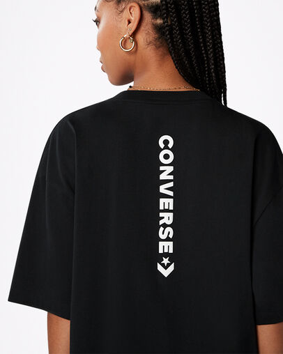 Wordmark Oversized T-Shirt Dress Converse Black, Detail View